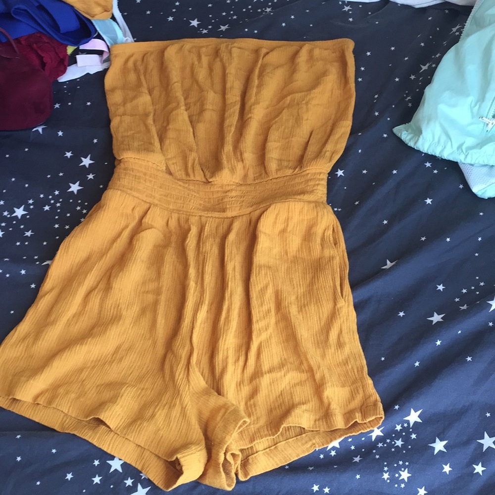 Gold strapless romper
